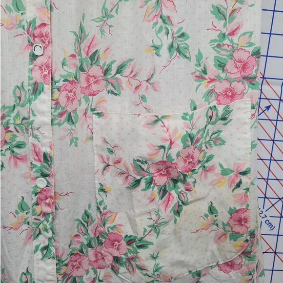 60s Pastel Floral Cottagecore House Dress Ruffle Collar Vintage Charm‎ - Picture 7 of 10